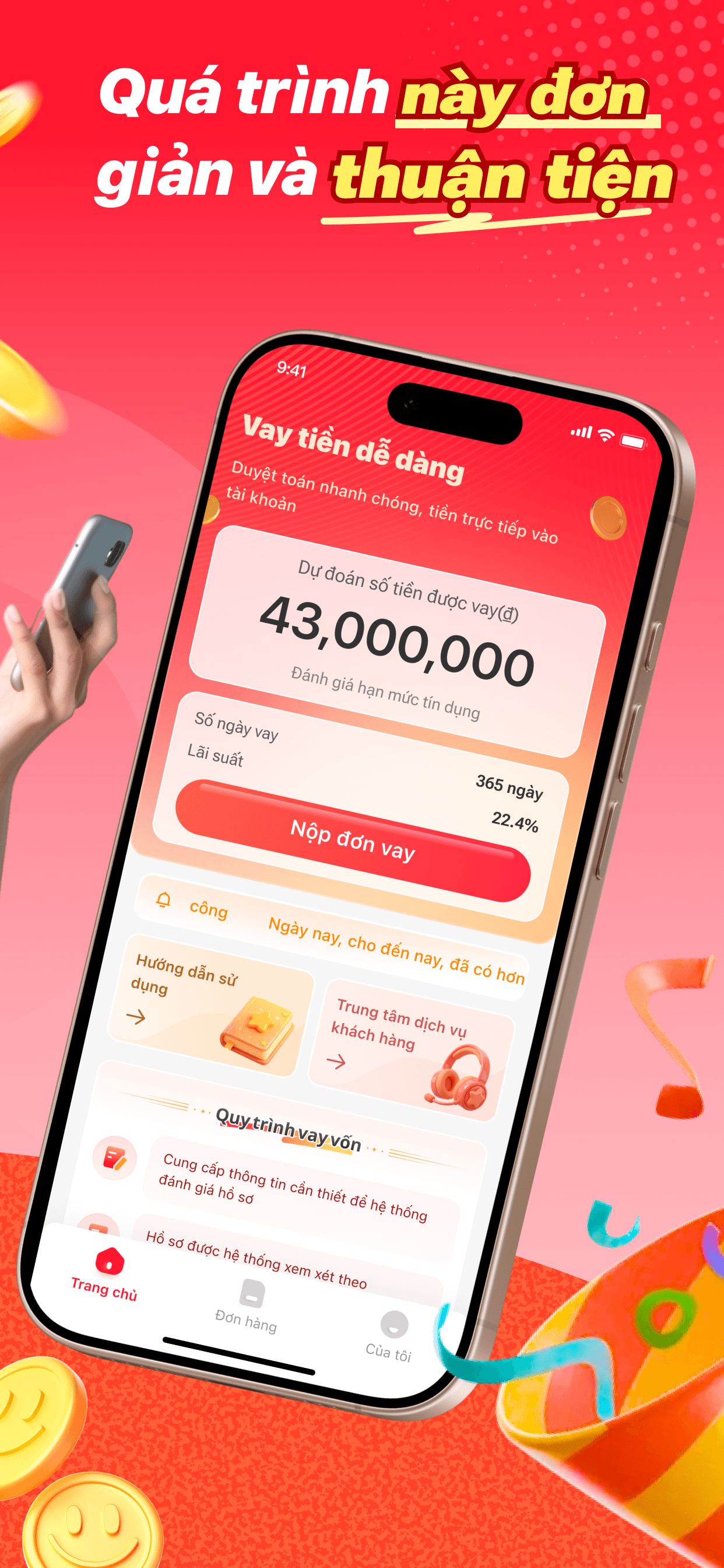 Trang ước tính hạn mức và nộp hồ sơ